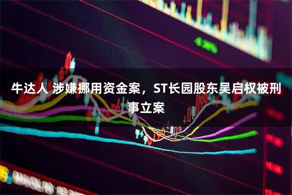 牛达人 涉嫌挪用资金案，ST长园股东吴启权被刑事立案
